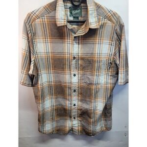 Woolrich Mens Plaid‎ Button Up Short Sleeve Shirt Medium Casual Outdoor